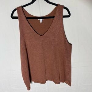 Tribal Jeans Brown Cotton Blend Knit V Neck Tank Top XL